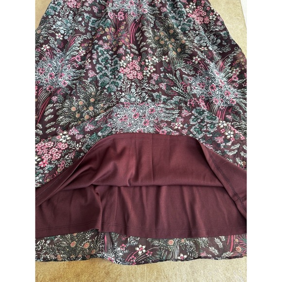 Julia Jordan Dark Floral Dress 4 Flutter Sleeve A-Line Romantic Cottagecore Midi - Picture 8 of 16